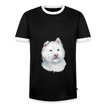 Xiasi Hund Aquarell Farbe Illustration - Männer Kontrast-T-Shirt - Schwarz/Weiß - Vorne - AI Model Female 172 light (172cm) & AI Model Male 178 light (178cm)