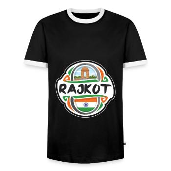 Rajkot India Flag Badge Souvenir de voyage - T-shirt contrasté Homme - noir/blanc - Devant - AI Model Female 172 light (172cm) & AI Model Male 178 light (178cm)