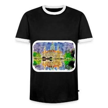 Dhaka Bangladesh Aquarelle Esquisse Dessinée Illustrat - T-shirt contrasté Homme - noir/blanc - Devant - AI Model Female 172 light (172cm) & AI Model Male 178 light (178cm)