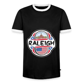 Raleigh USA Vereinigte Staaten Flagge Reise Souvenir Bad - Männer Kontrast-T-Shirt - Schwarz/Weiß - Vorne - AI Model Female 172 light (172cm) & AI Model Male 178 light (178cm)