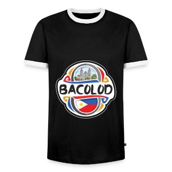 Bacolod Philippines Flag Travel Souvenir Badge Sta - Men's Ringer Shirt - black/white - Front - AI Model Female 172 light (172cm) & AI Model Male 178 light (178cm)