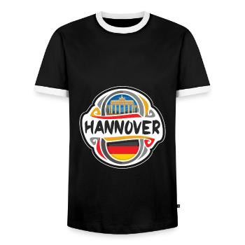 Hanovre Allemagne Drapeau Badge Voyage Souvenir Timbre - T-shirt contrasté Homme - noir/blanc - Devant - AI Model Female 172 light (172cm) & AI Model Male 178 light (178cm)