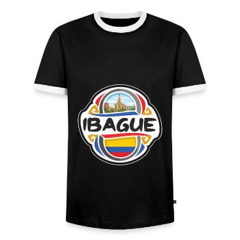 Ibague Colombie Drapeau Badge Voyage Souvenir Timbre - T-shirt contrasté Homme - noir/blanc - Devant - AI Model Female 172 light (172cm) & AI Model Male 178 light (178cm)