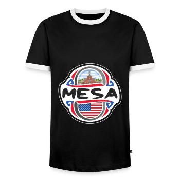 Mesa USA Vereinigte Staaten Flagge Reise Souvenir Abzeichen - Männer Kontrast-T-Shirt - Schwarz/Weiß - Vorne - AI Model Female 172 light (172cm) & AI Model Male 178 light (178cm)