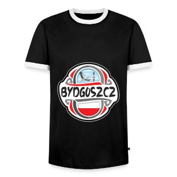 Bydgoszcz Pologne Drapeau Badge Voyage Souvenir Timbre - T-shirt contrasté Homme - noir/blanc - Devant - AI Model Female 172 light (172cm) & AI Model Male 178 light (178cm)