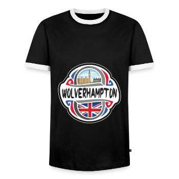Wolverhampton UK Vereinigtes Königreich Flagge Reisesouven - Männer Kontrast-T-Shirt - Schwarz/Weiß - Vorne - AI Model Female 172 light (172cm) & AI Model Male 178 light (178cm)