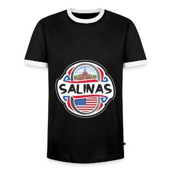 Salinas USA Vereinigte Staaten Flagge Reise Souvenir Bad - Männer Kontrast-T-Shirt - Schwarz/Weiß - Vorne - AI Model Female 172 light (172cm) & AI Model Male 178 light (178cm)