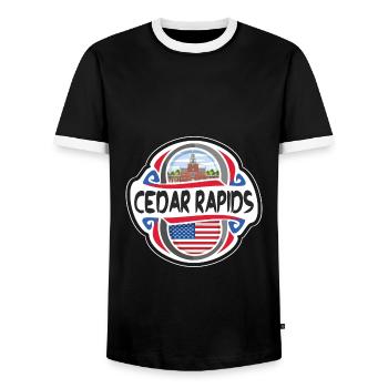 Cedar Rapids États-Unis Drapeau des États-Unis Voyage Souveni - T-shirt contrasté Homme - noir/blanc - Devant - AI Model Female 172 light (172cm) & AI Model Male 178 light (178cm)