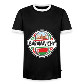 Baranavichy Belarus Flag Travel Souvenir Badge Sta - Men's Ringer Shirt - black/white - Front - AI Model Female 172 light (172cm) & AI Model Male 178 light (178cm)