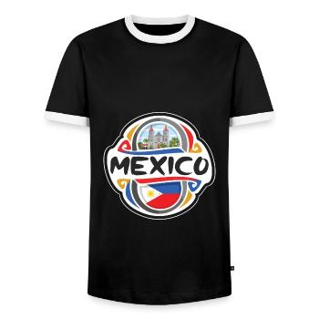 Mexico Philippines Flag Travel Souvenir Badge Stam - Men's Ringer Shirt - black/white - Front - AI Model Female 172 light (172cm) & AI Model Male 178 light (178cm)