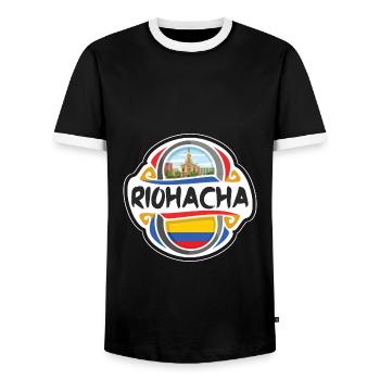 Riohacha Colombie Drapeau Badge Voyage Souvenir Timbre - T-shirt contrasté Homme - noir/blanc - Devant - AI Model Female 172 light (172cm) & AI Model Male 178 light (178cm)