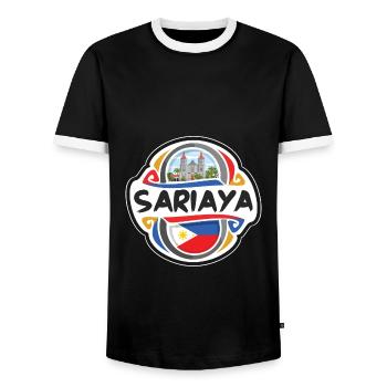 Sariaya Philippines Flag Travel Souvenir Badge Sta - Men's Ringer Shirt - black/white - Front - AI Model Female 172 light (172cm) & AI Model Male 178 light (178cm)