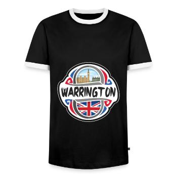Warrington UK Vereinigtes Königreich Flagge Reisesouvenir - Männer Kontrast-T-Shirt - Schwarz/Weiß - Vorne - AI Model Female 172 light (172cm) & AI Model Male 178 light (178cm)