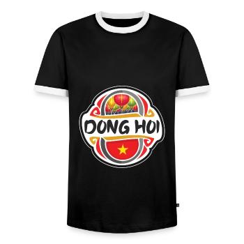 Dong Hoi Vietnam Flagge Abzeichen Reise Souvenir Stempel - Männer Kontrast-T-Shirt - Schwarz/Weiß - Vorne - AI Model Female 172 light (172cm) & AI Model Male 178 light (178cm)