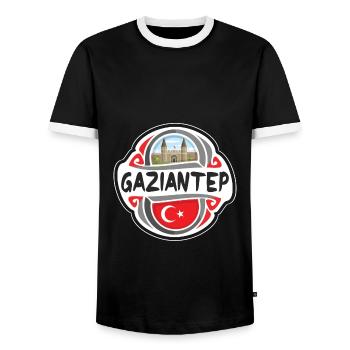 Gaziantep Turquie Drapeau Badge Voyage Souvenir Timbre - T-shirt contrasté Homme - noir/blanc - Devant - AI Model Female 172 light (172cm) & AI Model Male 178 light (178cm)