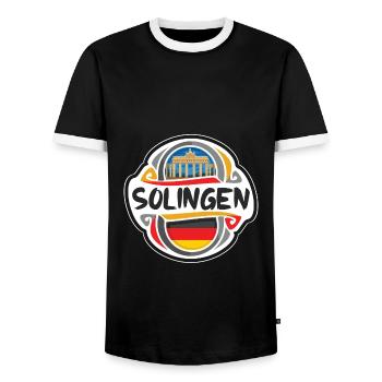 Solingen Allemagne Drapeau Badge Voyage Souvenir Timbre - T-shirt contrasté Homme - noir/blanc - Devant - AI Model Female 172 light (172cm) & AI Model Male 178 light (178cm)