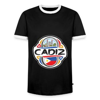 Cadiz Philippines Flag Badge Travel Souvenir Stamp - Men's Ringer Shirt - black/white - Front - AI Model Female 172 light (172cm) & AI Model Male 178 light (178cm)