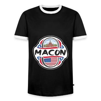 Macon USA Drapeau des États-Unis Badge souvenir de voyage - T-shirt contrasté Homme - noir/blanc - Devant - AI Model Female 172 light (172cm) & AI Model Male 178 light (178cm)