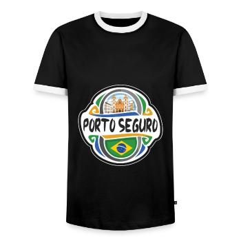 Porto Seguro Brazil Flag Travel Souvenir Badge Sta - Men's Ringer Shirt - black/white - Front - AI Model Female 172 light (172cm) & AI Model Male 178 light (178cm)
