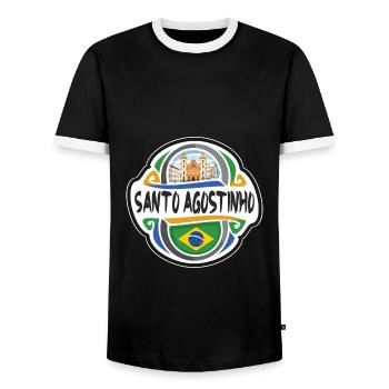 Santo Agostinho Brasilien Flagge Reise Souvenir Abzeichen - Männer Kontrast-T-Shirt - Schwarz/Weiß - Vorne - AI Model Female 172 light (172cm) & AI Model Male 178 light (178cm)