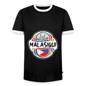 Malasiqui Philippines Drapeau Voyage Souvenir Badge S - T-shirt contrasté Homme - noir/blanc - Devant - AI Model Female 172 light (172cm) & AI Model Male 178 light (178cm)