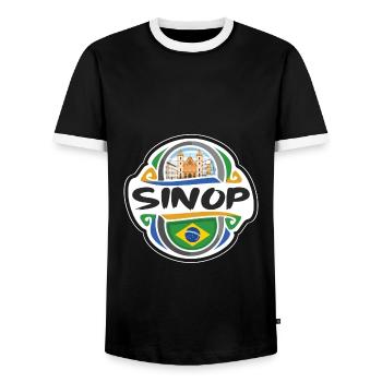 Sinop Brasilien Flagge Abzeichen Reise Souvenir Briefmarke - Männer Kontrast-T-Shirt - Schwarz/Weiß - Vorne - AI Model Female 172 light (172cm) & AI Model Male 178 light (178cm)