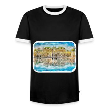 Autriche Aquarelle Esquisse Dessinée à la main Illustration - T-shirt contrasté Homme - noir/blanc - Devant - AI Model Female 172 light (172cm) & AI Model Male 178 light (178cm)