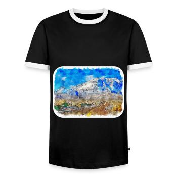 Illustration de croquis à l’aquarelle de Californie usa - T-shirt contrasté Homme - noir/blanc - Devant - AI Model Female 172 light (172cm) & AI Model Male 178 light (178cm)
