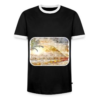 Le Caire Egypte Aquarelle Esquisse Dessinée Illustration - T-shirt contrasté Homme - noir/blanc - Devant - AI Model Female 172 light (172cm) & AI Model Male 178 light (178cm)