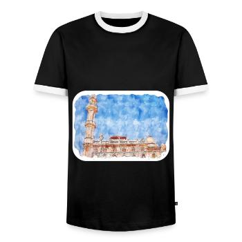 Mumbai Inde Aquarelle Esquisse Dessinée Peinture - T-shirt contrasté Homme - noir/blanc - Devant - AI Model Female 172 light (172cm) & AI Model Male 178 light (178cm)