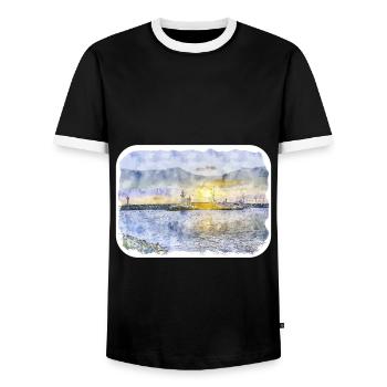 Dublin Irland UK Aquarell Skizze Illustration - Männer Kontrast-T-Shirt - Schwarz/Weiß - Vorne - AI Model Female 172 light (172cm) & AI Model Male 178 light (178cm)