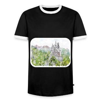 Deutschland Aquarell Skizze handgezeichnete Illustration - Männer Kontrast-T-Shirt - Schwarz/Weiß - Vorne - AI Model Female 172 light (172cm) & AI Model Male 178 light (178cm)