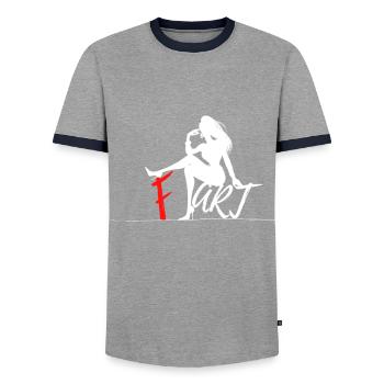 F. Type - Men's Ringer Shirt - grey/navy  - Front - AI Model Female 172 light (172cm) & AI Model Male 178 light (178cm)