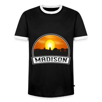 Madison Wisconsin États-Unis Skyline Vintage Sunset Trave - T-shirt contrasté Homme - noir/blanc - Devant - AI Model Female 172 light (172cm) & AI Model Male 178 light (178cm)