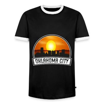 Oklahoma City Oklahoma USA Skyline Vintage Sonnenuntergang - Männer Kontrast-T-Shirt - Schwarz/Weiß - Vorne - AI Model Female 172 light (172cm) & AI Model Male 178 light (178cm)
