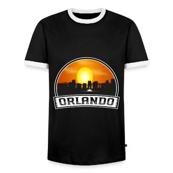 Orlando Florida USA Skyline Vintage Sonnenuntergang Reisen - Männer Kontrast-T-Shirt - Schwarz/Weiß - Vorne - AI Model Female 172 light (172cm) & AI Model Male 178 light (178cm)