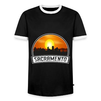 Sacramento California Usa Skyline Vintage Sunset T - Männer Kontrast-T-Shirt - Schwarz/Weiß - Vorne - AI Model Female 172 light (172cm) & AI Model Male 178 light (178cm)