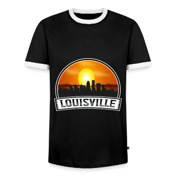Louisville Kentucky Usa Skyline Vintage Sunset Tra - Men's Ringer Shirt - black/white - Front - AI Model Female 172 light (172cm) & AI Model Male 178 light (178cm)
