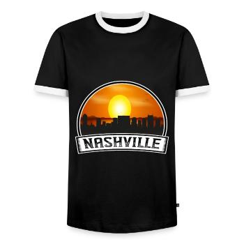 Nashville Tennessee Usa Skyline Vintage Sunset Tra - Männer Kontrast-T-Shirt - Schwarz/Weiß - Vorne - AI Model Female 172 light (172cm) & AI Model Male 178 light (178cm)