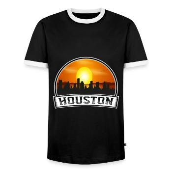 Houston Texas États-Unis Skyline Vintage Sunset Travel So - T-shirt contrasté Homme - noir/blanc - Devant - AI Model Female 172 light (172cm) & AI Model Male 178 light (178cm)