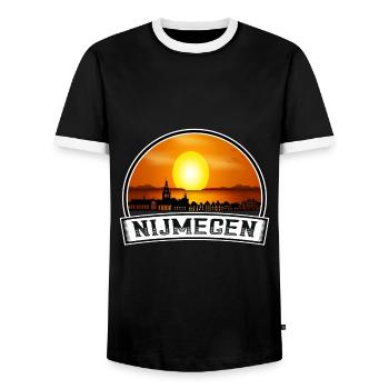 Nimègue Pays-Bas Skyline Vintage Sunset Voyage - T-shirt contrasté Homme - noir/blanc - Devant - AI Model Female 172 light (172cm) & AI Model Male 178 light (178cm)