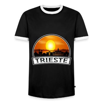 Trieste Italie Skyline Vintage Sunset Travel Souven - T-shirt contrasté Homme - noir/blanc - Devant - AI Model Female 172 light (172cm) & AI Model Male 178 light (178cm)