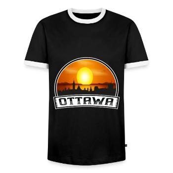 Ottawa Kanada Skyline Vintage Sonnenuntergang Reise Souven - Männer Kontrast-T-Shirt - Schwarz/Weiß - Vorne - AI Model Female 172 light (172cm) & AI Model Male 178 light (178cm)