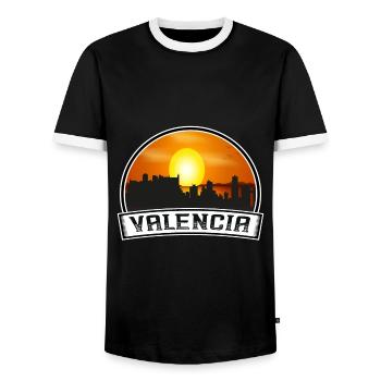 Valencia Venezuela Skyline Vintage Sunset Travel S - T-shirt contrasté Homme - noir/blanc - Devant - AI Model Female 172 light (172cm) & AI Model Male 178 light (178cm)