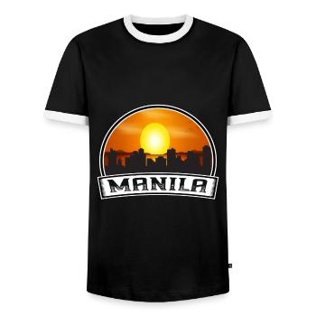 Manila Philippinen Skyline Vintage Sunset Travel S - Männer Kontrast-T-Shirt - Schwarz/Weiß - Vorne - AI Model Female 172 light (172cm) & AI Model Male 178 light (178cm)