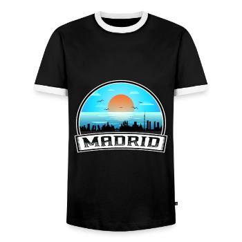 Madrid Espagne Skyline Vintage Sunset Travel Souveni - T-shirt contrasté Homme - noir/blanc - Devant - AI Model Female 172 light (172cm) & AI Model Male 178 light (178cm)