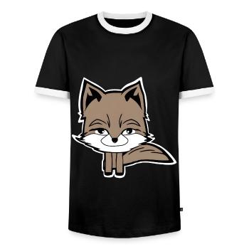 Fuchs - Männer Kontrast-T-Shirt - Schwarz/Weiß - Vorne - AI Model Female 172 light (172cm) & AI Model Male 178 light (178cm)