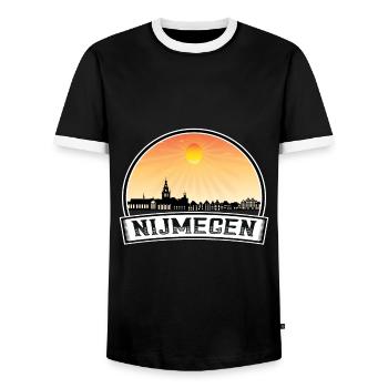 Nimègue Pays-Bas Skyline Vintage Sunset Voyage - T-shirt contrasté Homme - noir/blanc - Devant - AI Model Female 172 light (172cm) & AI Model Male 178 light (178cm)