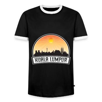Kuala Lumpur Malaysia Skyline Vintage Sunset Trave - Männer Kontrast-T-Shirt - Schwarz/Weiß - Vorne - AI Model Female 172 light (172cm) & AI Model Male 178 light (178cm)