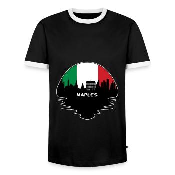 Naples Italy Flag Skyline Silhouette Travel - Men's Ringer Shirt - black/white - Front - AI Model Female 172 light (172cm) & AI Model Male 178 light (178cm)